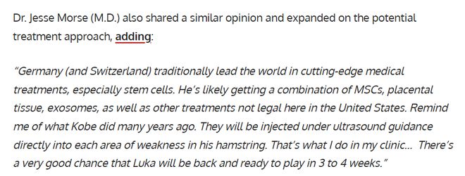 东契奇飞赴欧洲接受专科治疗 目标季后赛复出